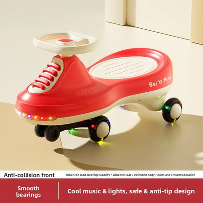 Kids Wobble Car 2 6 Year Olds Anti Tip Quiet Wheels Lights Music Unisex Gift Children's Wiggle Car Anti-rollover