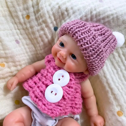 Many Options 6 Inch Chubby Vivienne Silicone Reborn Baby Doll 15CM Palm Mini Full Squishy Soft and elastic Solid Silicone Doll