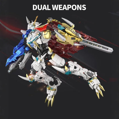 1825pcs Holy Sword Mecha Building Kit Transformable Robot Model with Stand Small Particle Assembly Toy for Adults Teens