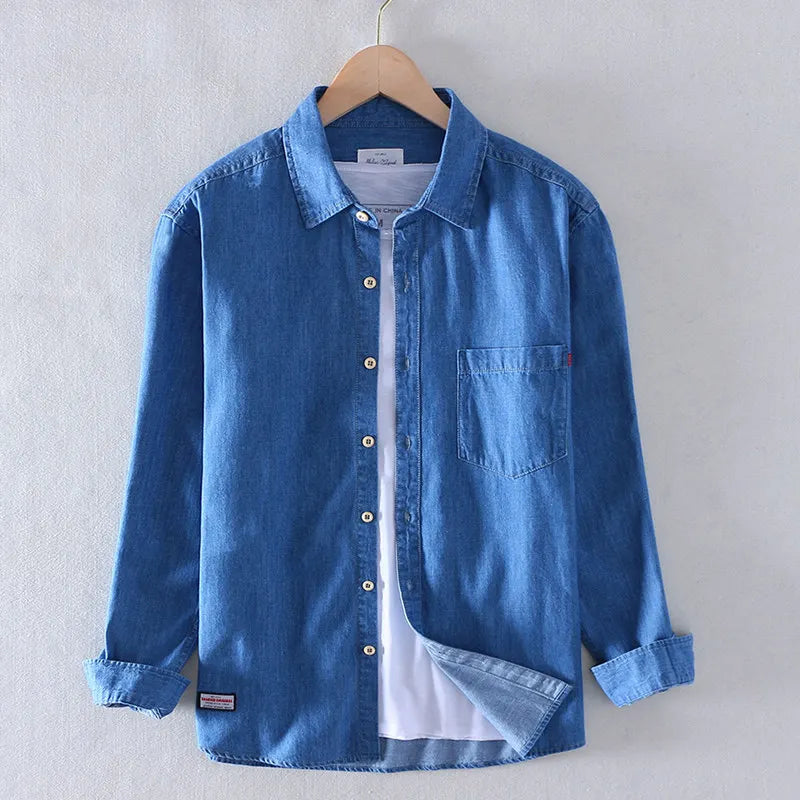 Casual Loose Men's Long Sleeve Denim Shirt Youth Trend Breathable Comfortable Workwear Resistant to Wear And Dirt Spring Autumn