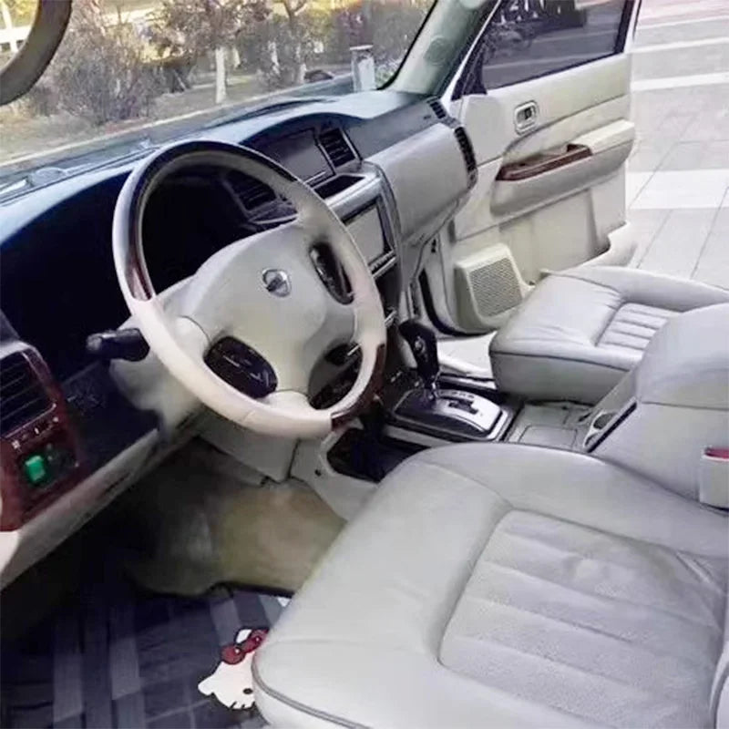 Customized Hole-punch Wear-resistant Car Steering Wheel Cover for Nissan Patrol Y61 Black Genuine Leather Car Accessories