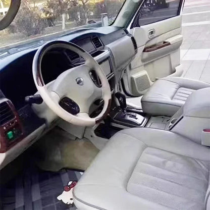 Customized Hole-punch Wear-resistant Car Steering Wheel Cover for Nissan Patrol Y61 Black Genuine Leather Car Accessories