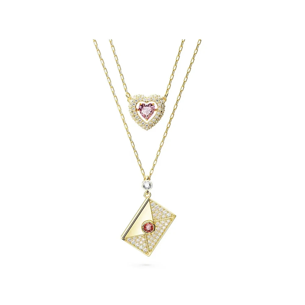 2025 Hot Selling Shoe Love Letter Gold Necklace Blue Gem Pendant Jewelry Gift