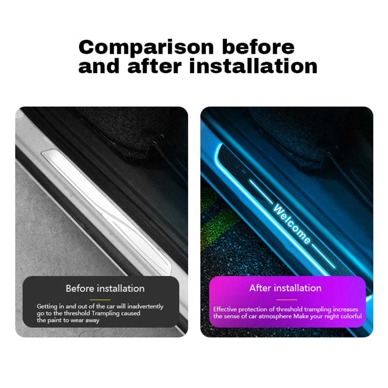 Carbon fiber For CHANGAN CS55 CS75 Plus CS35 CX70 Customized Car Welcome Door illuminated Sill Light Logo LED Car Pedal Lamp