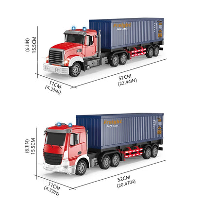 RC Car Big 1/12 1/24 9ch 6ch Remote Control Oil Tank Truck Electronic Simulation Trailer LED RC Container Truck Rechargeable