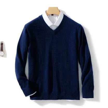 Men's Wool Cashmere Sweater O-Neck Pullovers Knitted Sweaters Autumn Winter Long Sleeve High-End Jumpers Tops Knitwear Male 3XL