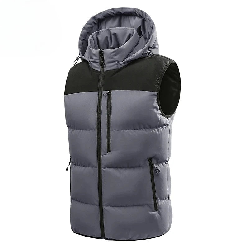 Hots Winter Men Outdoor Windproof Fleece Detachable Hooded Vest Men Sleeveless Warm Casual Fashion Zipper Brand Vest Male Coat