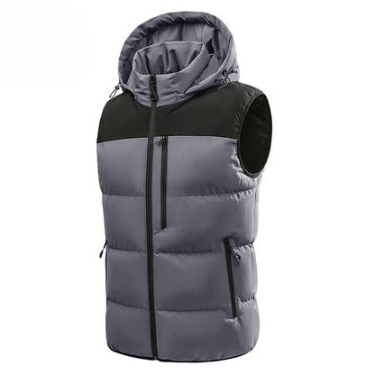 Hots Winter Men Outdoor Windproof Fleece Detachable Hooded Vest Men Sleeveless Warm Casual Fashion Zipper Brand Vest Male Coat