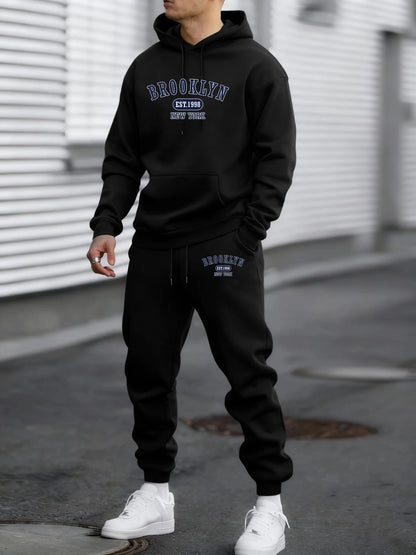 Brooklyn Est 1998 New York Printed Men's Hoodie Set Harajuku Round Neck Hoodie Autumn/Winter Fashion Hoodie Sportswear