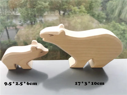 Colorful Wooden Animals Handmade Basswood Stacking Blocks Toys Forest Trees Lion Tiger Elephant Giraffe Bear Kangaroo for Kids