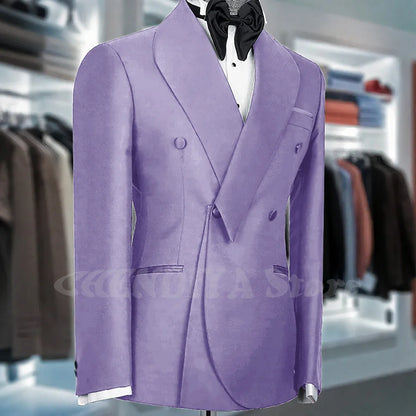 Black Suits For Men Shawl Lapel Formal 1 Piece Jacket Double Breasted Business Casual Groom Wedding Party Custom Made Blazer
