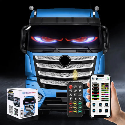 Multi-Panel Sync led Eyes Display 96x16 LED Sign (23.4"x4.73") | USB 5V Programmable Scrolling Text/Animation | APP + Remote