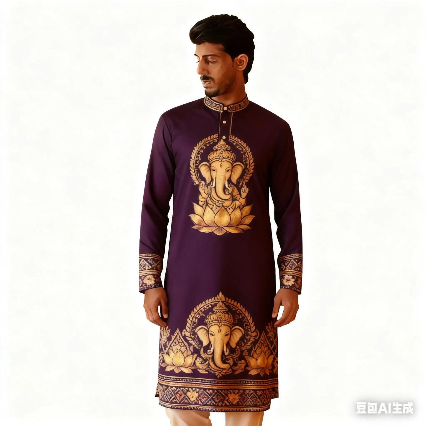 National Style Men Digital Printed Kurta Vardha Regular Mandarin Long Suitable Musulmans Homme Traje Arabe Hombre