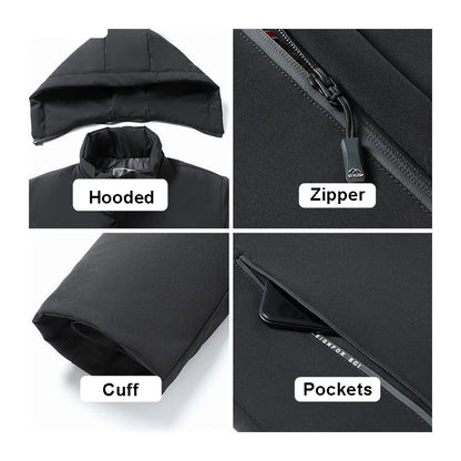 New Hooded Warm Parka With Pockets Winter Jackets for Men's Winter Coats Windbreak Fleece Lining Men's Winter Jacket Coat Luxury