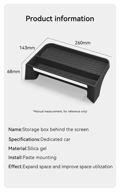 For BYD Shark 6 2024 2025 Car Behind Instrument Screen Silicone Storage Box Phone Holder Anti-slip Organizer Box Car Accessories