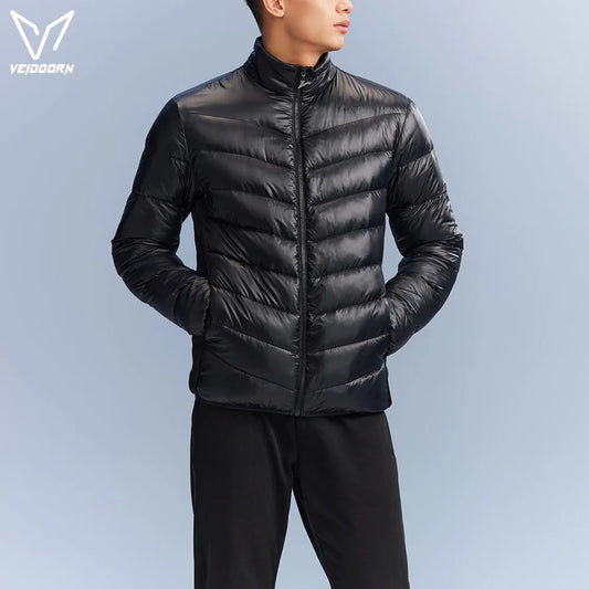 Veidoorn Premium Down Jacket for Men Heavy Duty Warm Winter Coat with Real Duck Feather Waterproof Windproof Outdoor Ski Jacket