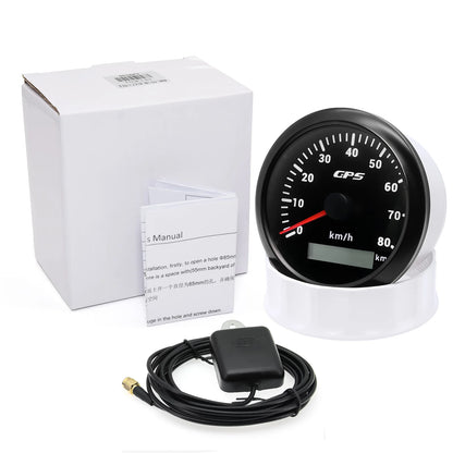 A 85MM GPS Speedometer For Motorcycle Marine Boat 30~200 Kmh Boat Car Truck Speed Gauge Meter With GPS Antenna 7 Color Backlight
