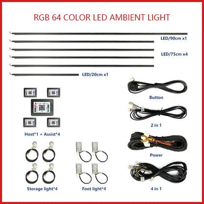22 In 1 Car Ambient Lights RGB 64 Colors LED Interior For BMW F10 F11 F20 F30 G01 G02 G05 E36 E39 E60 E87 E90 E91 E92 X3 X4 X5