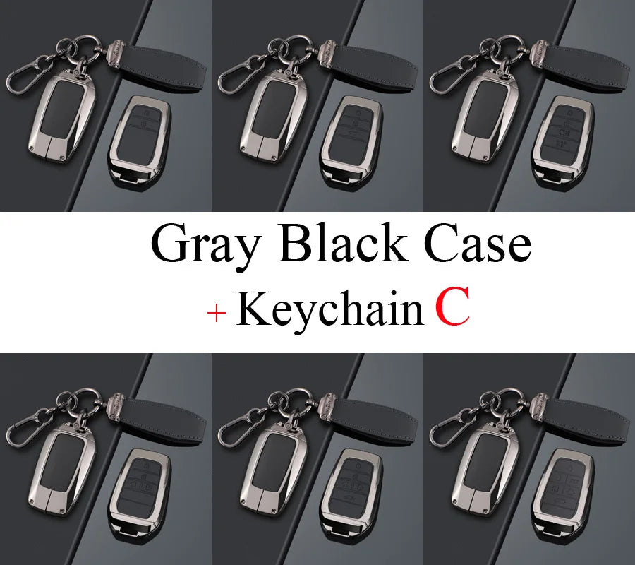 Zinc Alloy + PU Leather Car Key Case Cover For 2019-2025 Land Cruiser Highlander Camry Sienna Venza Hilux Fortuner Corolla Prius