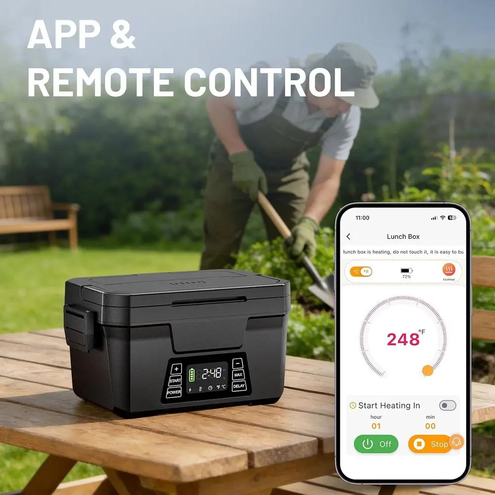 1.2L Portable Electric Lunch Box with APP Control, Rechargeable and Automatic Heating for Adults