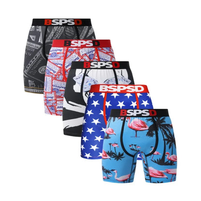 5Pcs Men Underwear Boxers Sexy Printed Man Boxershorts Breathable Man Panties Lingerie Plus Size Men Boxer Briefs Underpants