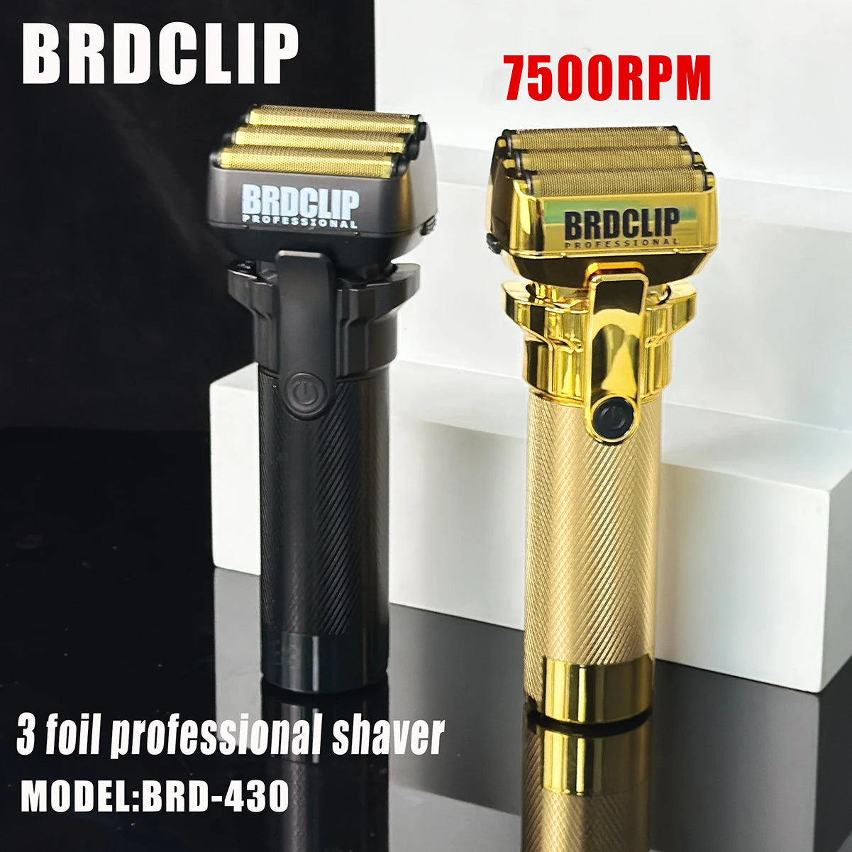 BRDCLIP 430 Handle Professional 3 Foil Electric Shaver LED Display 7500RPM Clipper Speed Adjustment Salon Hair Trimmer for Men