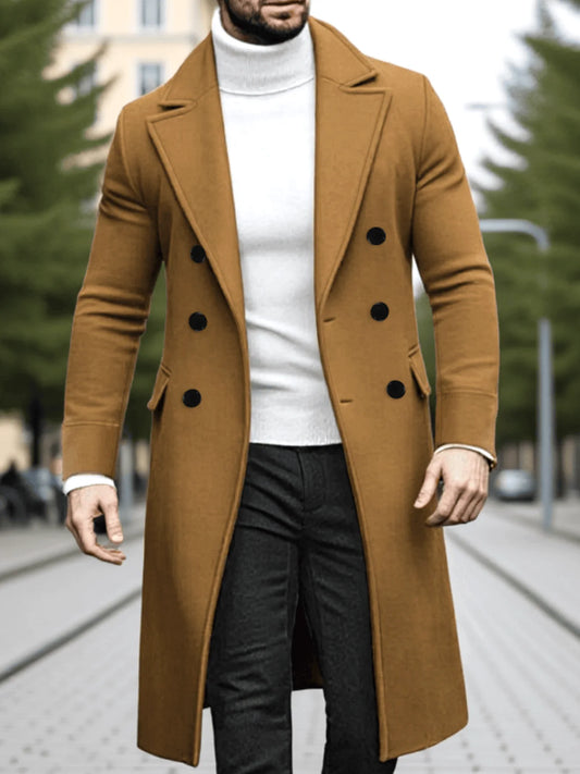 New Woolen Overcoat Mid-Length Windbreaker Wool Blend Coats Jacket Plus Size Cardigan Wool Coat Men's Streetwear