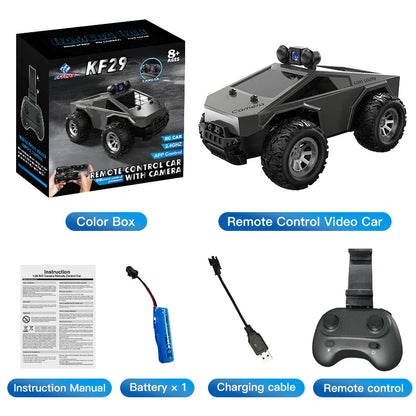 1:28 4WD Off-Road Remote Control Car with Camera, High Performance Big Foot RC Drift Racing Vehicle, Christmas Gift for Kids
