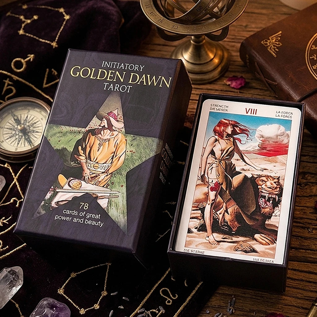 Initiatory Golden Dawn Tarot Deck 78 Cards Occult Esoteric Divination Game Set in Rigid Box Double-embossed Cardstock 12*7cm