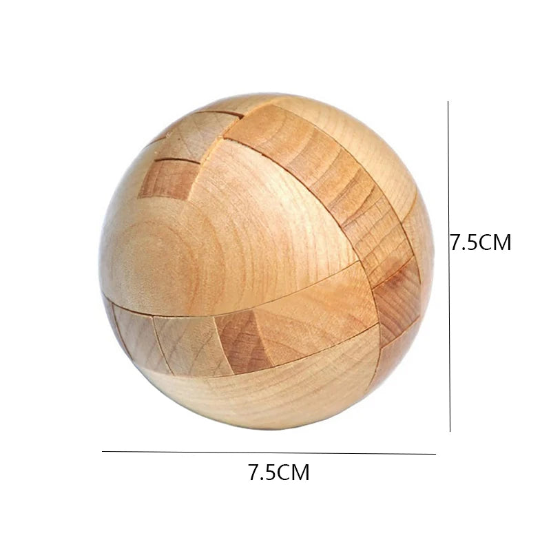 Classic Wooden Puzzle Ball Magic Brain Teasers Assembly Interlocking Toys IQ Logic Mind Challenge Games for Adults & Kids