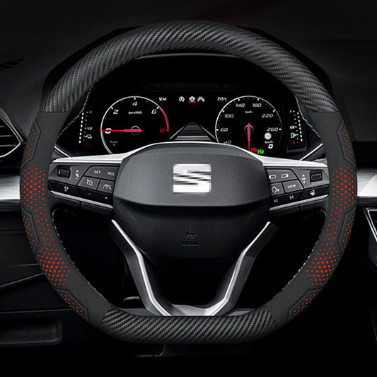 For SEAT Leon Ibiza FR 2 Ateca Arona Exeo Arosa Tarraco Mii Carbon fiber Suede Leather Car Steering Wheel Cover Auto Accessories