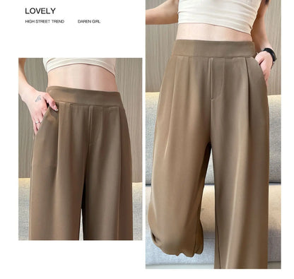 High Waist Wide Leg Pants Women's Loose Casual Straight Nine Points Super plus Size Slimming Trousers Korean Sle Spring Aut...