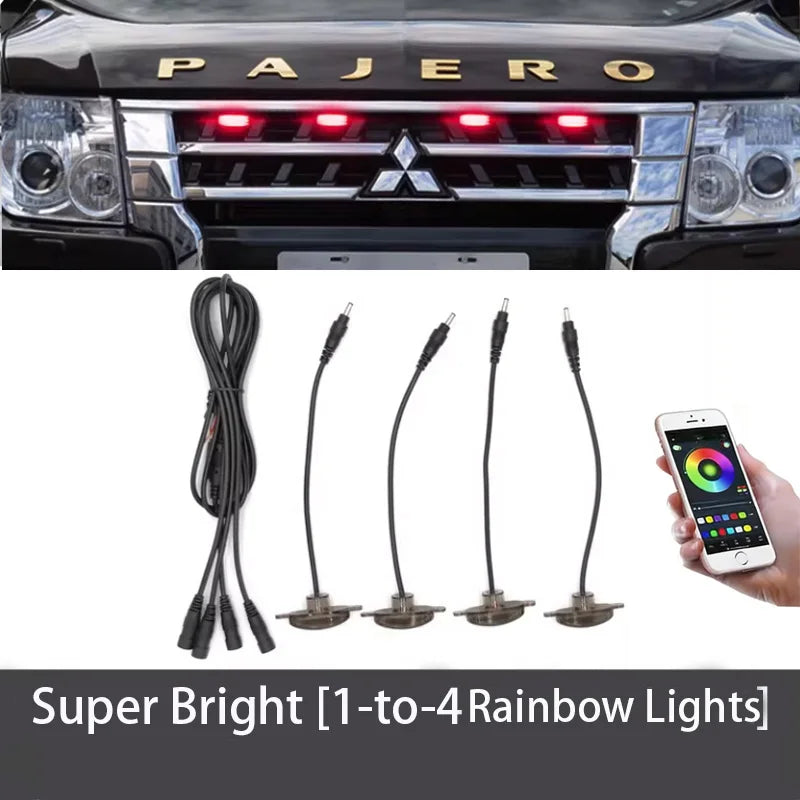 4Pcs 6Pcs Front Grille LED Lights For Mitsubishi Pajero Montero Sport  Outlander Amber DRL Daytime Running Warning Lamps