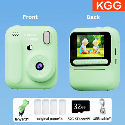 Kids Instant Camera Color Printing Camera 32GB 1080P Thermal Print Toys Camera Print Photo Video Games Music Children Gift