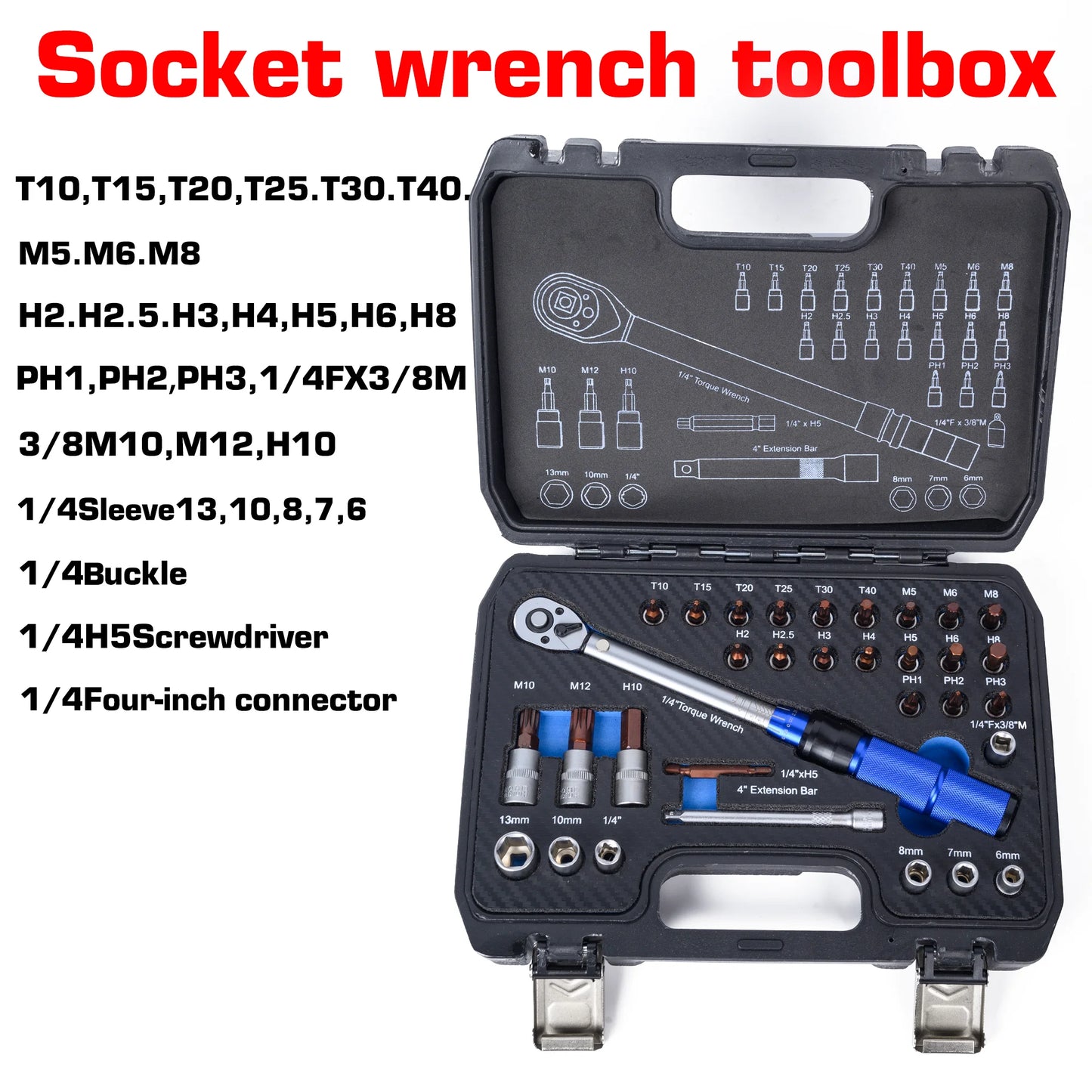 Iron-Strong! Durable 32-Piece Multifunctional Ratchet Socket Tool Box Set, All-In-One Socket Ratchet Wrench Set, Universal Tool Box for Auto Repair and Home Maintenance