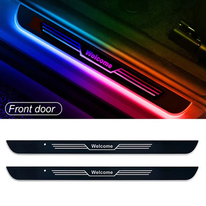 Customizable Car LED Welcome Pedal Light RGB Controllable Auto Interior Atmosphere Light Door Opening Warning Threshold Light
