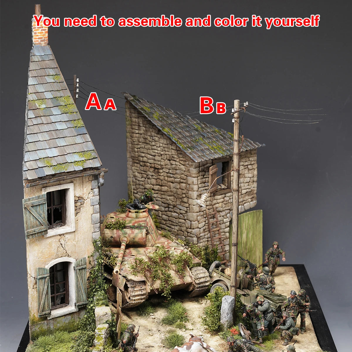 Assembly Architectural model sand table stone house Europeanizing architecture single building diorama Scale model kit 1/35