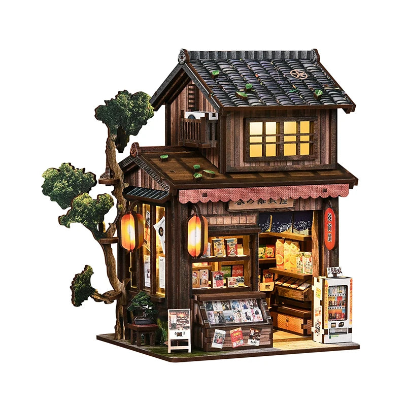 3D Puzzles Dollhouses DIY Wooden Book Nook Figurines Miniature Kits Bookshelf Home Bookend Decoration For Adults Handmade Gifts
