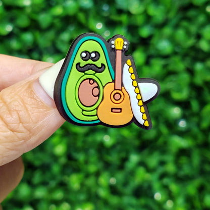 New 1-100pcs Cartoon Fruit Avocado Mom Love Guitar PVC Shoe Charms Accessories Hole Slippers Decorations Kids Birthday Present