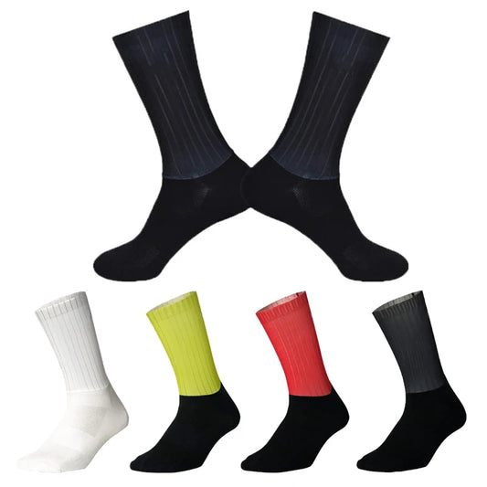 Cycling Slip Anti Silicone Summer Whiteline Aero Socks Socks Men Bicycle Sport Running Pure Color Bike Socks Calcetines Socks