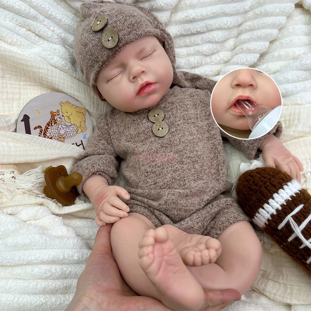 20inch Full Soft Silicone Reborn Baby Boy/Girl Can Drink and Pee Real Touch Weughted Newborn Doll for Alzheimer’s Christmas Gift