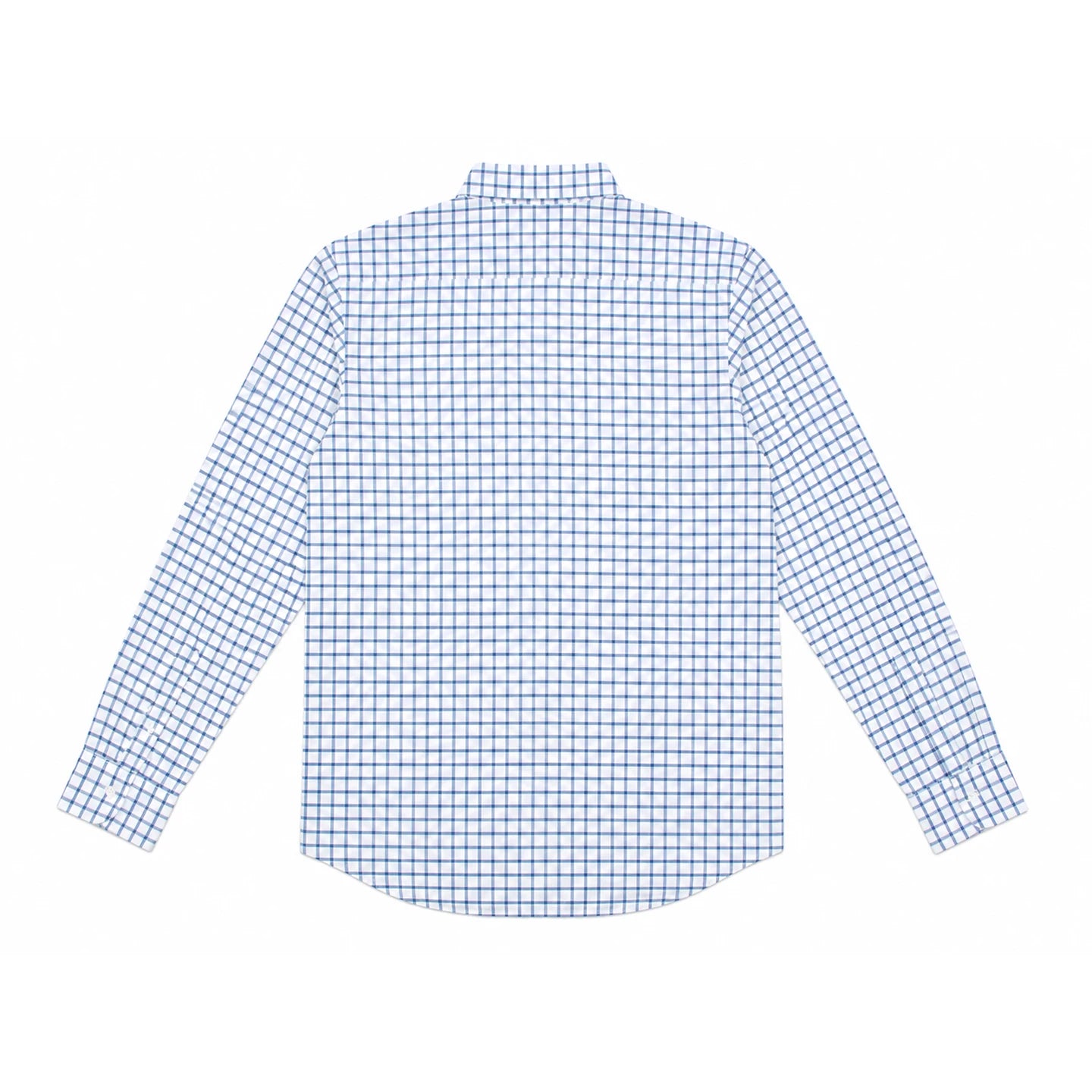 CH Men's Blue Plaid Long Sleeve Shirt Lapel Collar Embroidery Logo Cotton Shirts Business Formal Casual Daily Wear Button Down