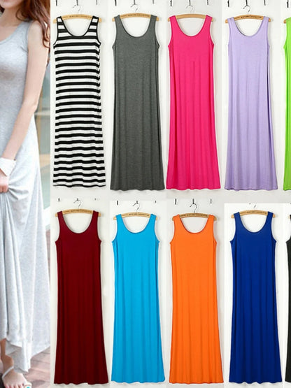 Spring Summer 2026 Women's Modal Long Sleeveless Dress Beachwear Base Layer Vest Skirt Large Size Korean Style Commute