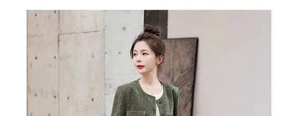 Fashionable Corduroy Set Women's Autumn Winter New Style Elegant Lady Fragrance Wind Coat Wide Leg Pants Two Piece Suit