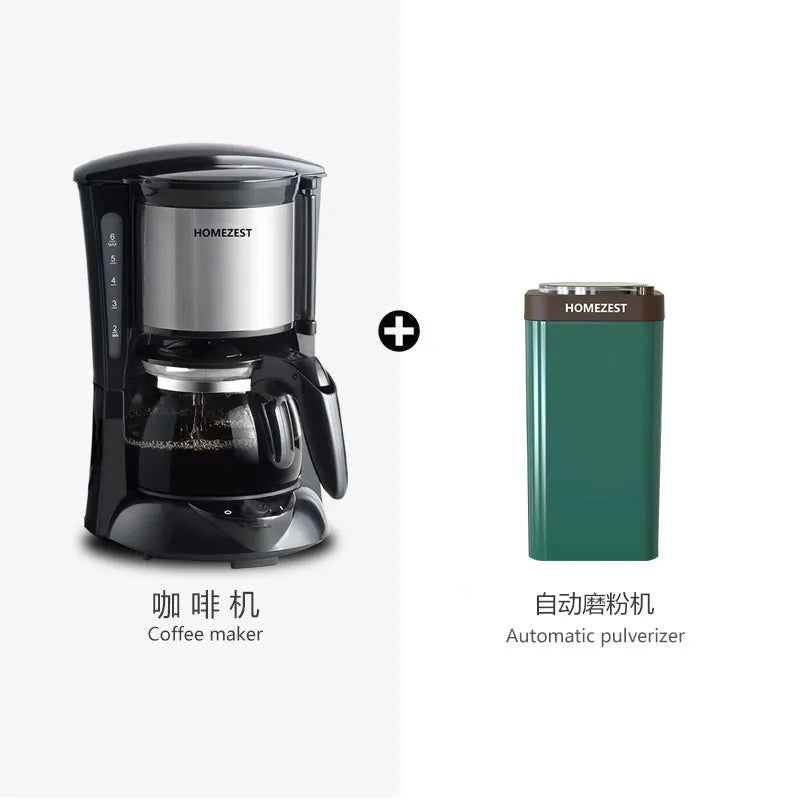 220V HOMEZEST German Coffee Maker Automatic Drip Coffee Machine Mini American Brewer for Home Tea