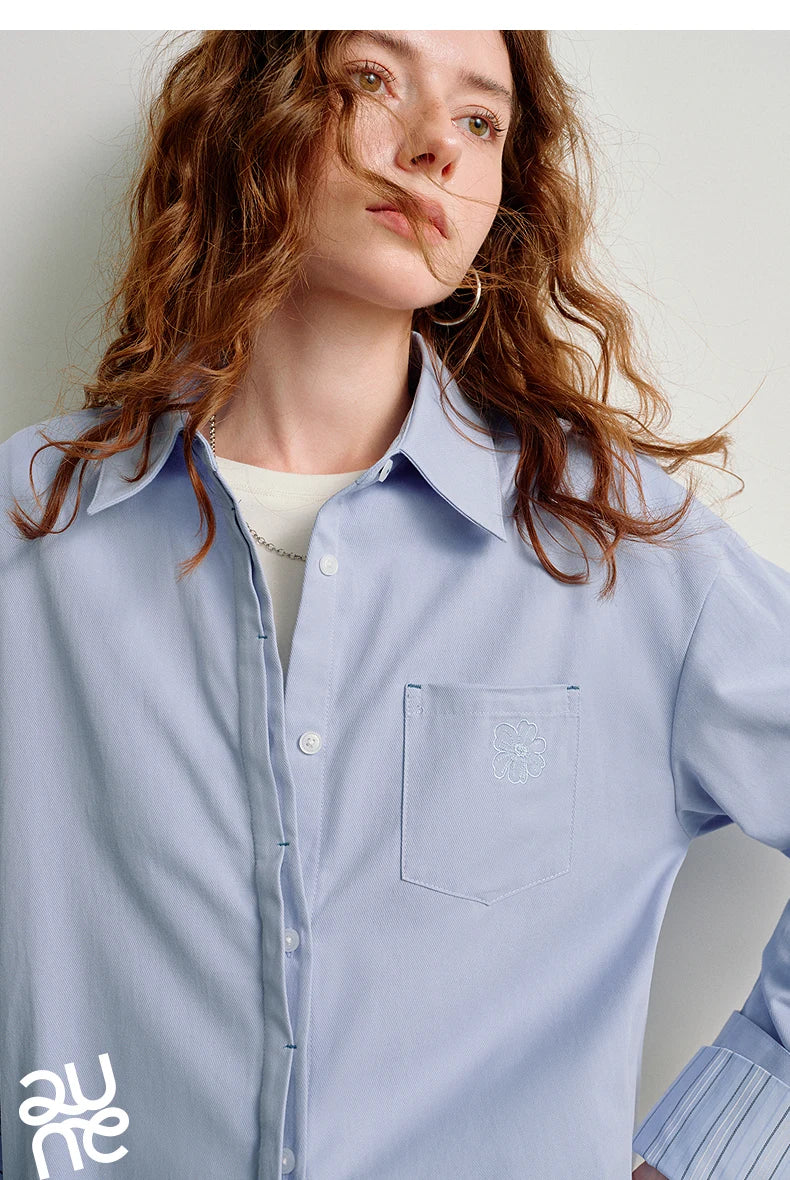 TOYOUTH Women Easy Morning Lazy Shirts 2026 Spring New Wrinkle-Resistant Low-Maintenance Light Spring Cotton Blouses