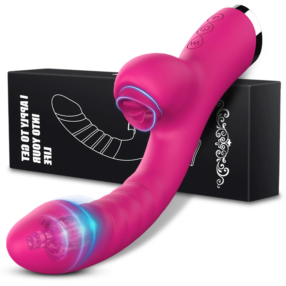 Tongue Licking Vibrator 2 In 1 Adult Women Sex Toys Dildos Vibrators Clitoris Stimulator With 20 Speeds Vibrators Sex Product