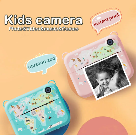 Kids Camera Digital Children Camera Instant Print Photo 1080P HD Video Recorder Toddler Mini Thermal Printer Birthday Gifts