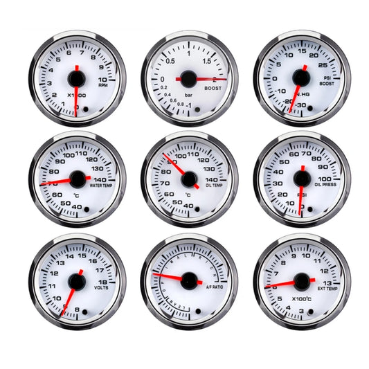 52mm 7 Colors Tachometer RPM Meter Water Temp Oil Temp Oil Press Voltmeter Boost Gauge Air-Fuel Ratio Gauge EGT Gauge Car Gauge