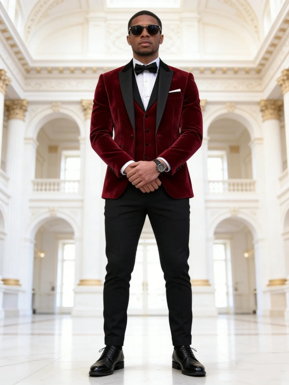 High Quality Velvet Mens Suit Set Classic Single Breasted Suit Set Includes Jacket Pants For Office Performance Banquet Attire
